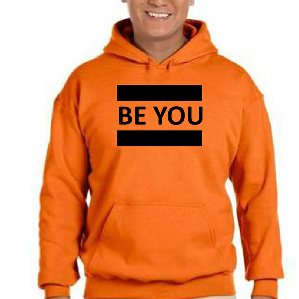 Unisex Be You Orange Hoodie Black Font Black Frame iDefyneMe