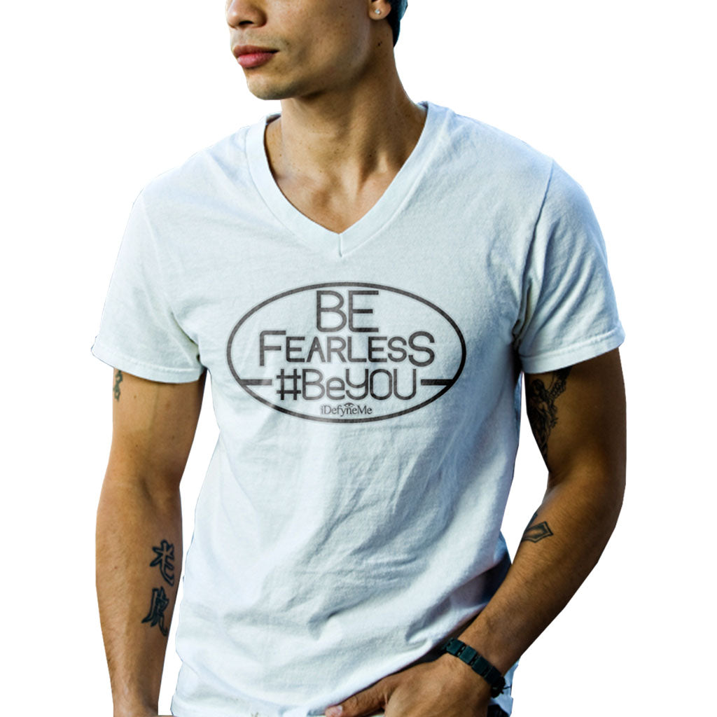 Mens Be Fearless, #BeYOU v-neck tee