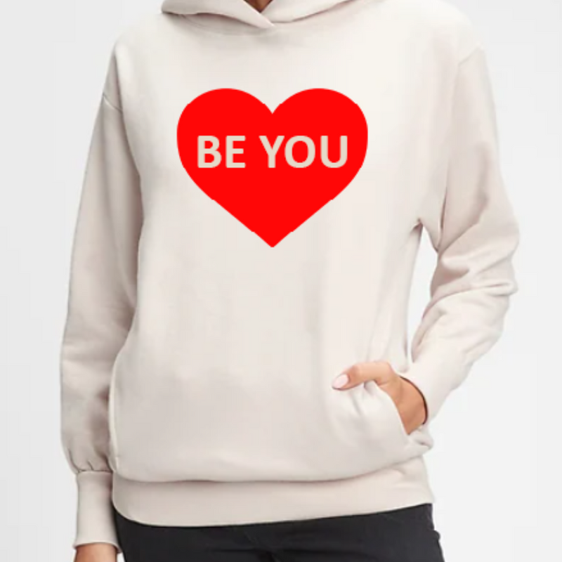 Unisex Beige Be You Heart Hoodie