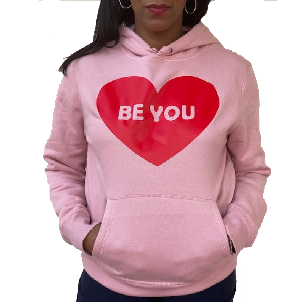 Pink hoodie discount red hearts