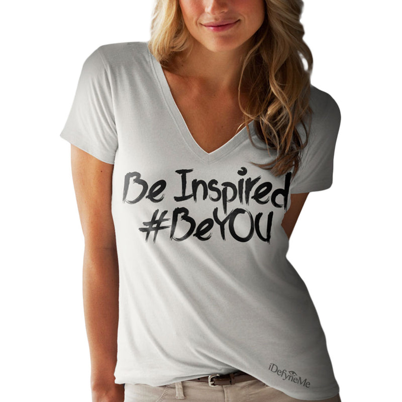 Womens Be Inspired, #BeYOU V-neck tee